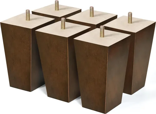 Miniatura 19 de Patas de madera para muebles de 8 pulgadas, juego de 4 patas cuadradas de repuesto, color marrón, para sillón otomano, sillón reclinable, mesa