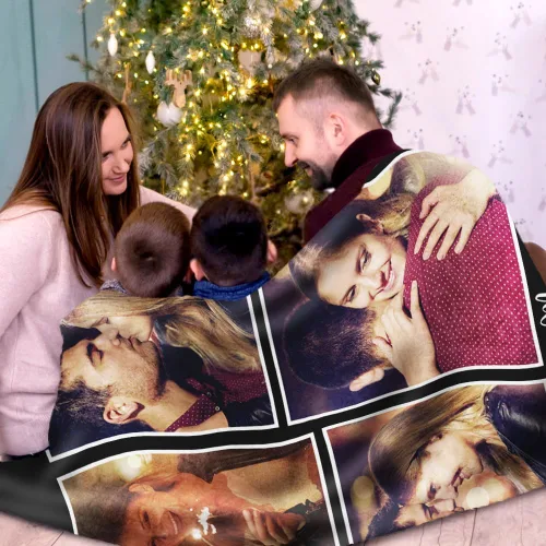 Miniatura 6 de Manta de fotos personalizada de forro polar, suave, cálida, mullida, regalos personalizados para parejas, novio, novia, manta con fotos 4 fotos