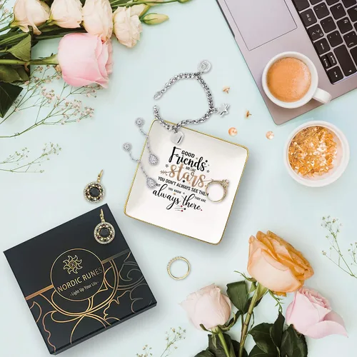 Miniatura 4 de Nordic Runes Regalos de buena amiga para mujeres, plato de anillo de cerámica, regalo de amistad para mejores amigos. Cumpleaños, Navidad, regalo