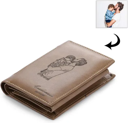 Miniatura 28 de Carteras personalizadas para hombres, cartera personalizada para hombre con imagen grabada y nombre, billetera delgada de cuero plegable, regalos