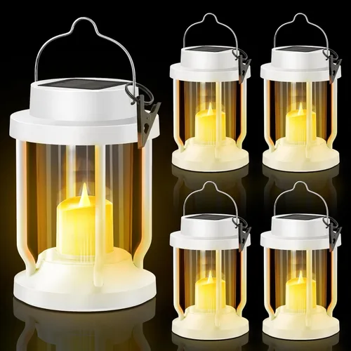 Miniatura 19 de Farol solar para uso en interiores y exteriores, luces solares colgantes con vela parpadeante realista sin llama, resistente a la intemperie