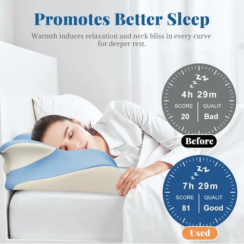 Miniatura 8 de Almohada cervical térmica para aliviar el dolor de cuello, almohada ergonómica para dormir de lado, almohadas ortopédicas de espuma viscoelástica