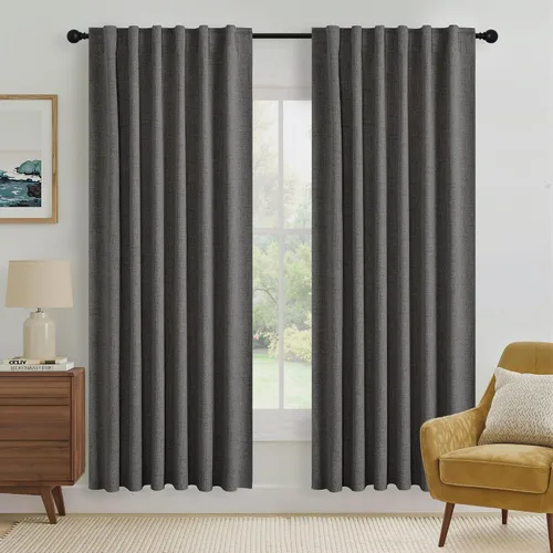 Miniatura 52 de RYB HOME Cortinas cortas opacas 100% marrones, 45 pulgadas de largo, 52 pulgadas de ancho, bloqueo de luz y aislamiento térmico para cocina