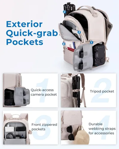 Miniatura 4 de BAGSMART Mochila para cámara, DSLR SLR SLR - Bolsas para cámara pequeña para fotógrafos compatibles con Sony Canon Nikon, correa para el hombro