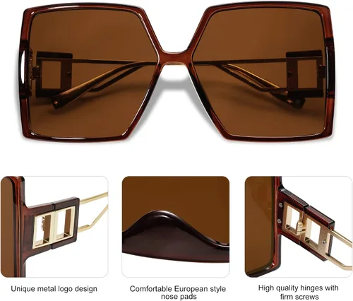 Miniatura 5 de Allarallvr Gafas de sol cuadradas de gran tamaño para mujer, gafas de sol Tetro de moda para mujer, gafas de sol AR82009