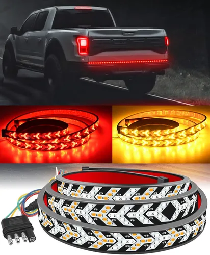 Miniatura 10 de TOPKU Tira de luz trasera LED para camioneta pickup, barra de luz dinámica para portón trasero del camión, tira flexible de 120 cm con luces