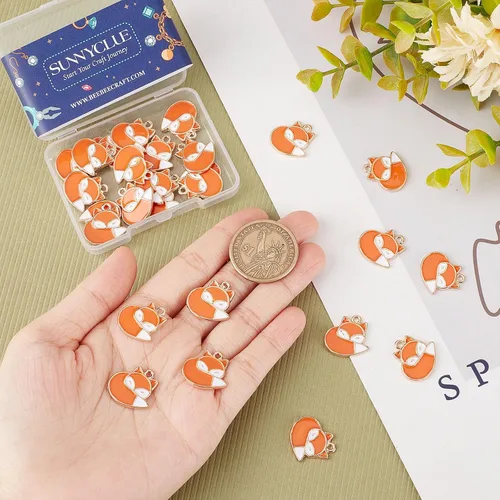 Miniatura 3 de SUNNYCLUE 1 caja de 30 dijes de zorro a granel, animales del bosque, encantadores colgantes de animales inteligentes para hacer joyas, pulseras