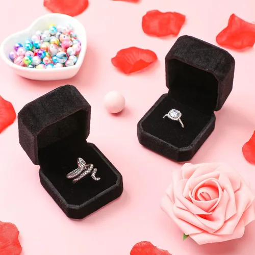 Miniatura 27 de Laumoi Caja de terciopelo para anillos de 36 piezas para ceremonia de boda, cajas de joyería de compromiso, estuche de exhibición para anillos