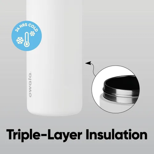 Miniatura 4 de Botella de agua aislada de acero inoxidable Owala FreeSip con pajita, botella de agua sin BPA para deportes, ideal para viajes, 32 onzas, Shy