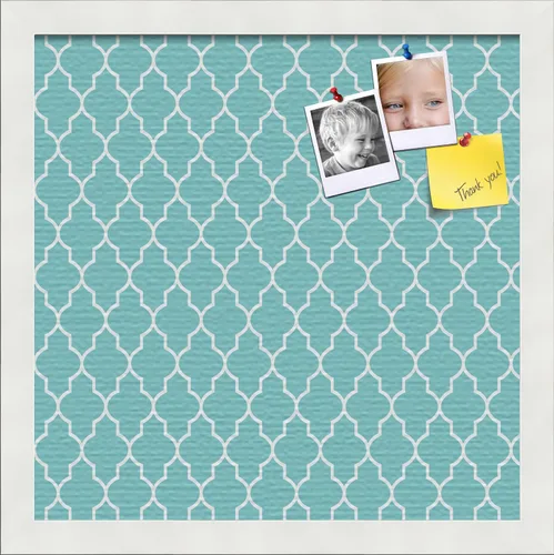 PinPix Tablero de anuncios de corcho personalizado de 14 x 14 pulgadas, tablero de póster de color aguamarina con un tablero de fotos estilo lienzo,