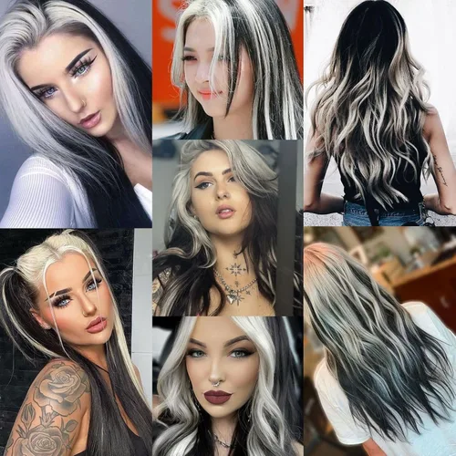 Miniatura 6 de 12 extensiones de cabello negro con clip, extensiones de cabello de color de 22 pulgadas, extensiones de cabello sintético largo y lacio para mujer