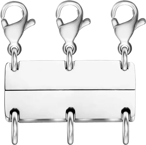 Miniatura 13 de Clysoru Collar con cierres y cierres para mujer, oro y plata, múltiples para separador en capas, cuentas extensoras de cadena, collares y pulseras