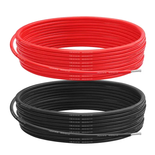 Miniatura 18 de Cable eléctrico de silicona calibre 14 AWG (rojo de 10 pies y negro de 10 pies) suave y flexible núcleo de cobre estañado de 0.003 in, alambre