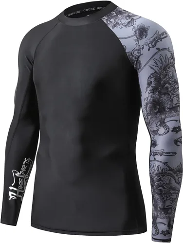 HUGE SPORTS Camiseta de protección contra erupciones de manga larga para hombre UPF 50+ con protección UV, de secado rápido, con costuras de
