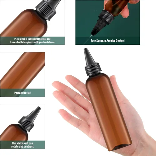 Miniatura 4 de Irenare Boston, 50 botellas de plástico para exprimir 4 onzas, botellas aplicadoras de aceite para el cabello, botellas vacías para condimentos