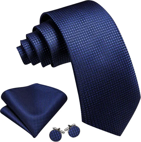 Miniatura 106 de Barry.Wang Corbatas de seda para hombre, diseño de lunares, gemelos cuadrados de bolsillo, gemelos para negocios, boda