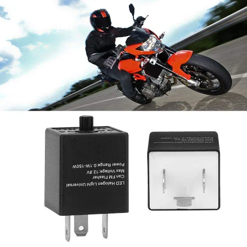 Miniatura 4 de Relé de intermitente LED ajustable de 12V 3 PIN para motocicleta automotriz, parpadeo de luz de giro, 0. 150W, plástico ABS