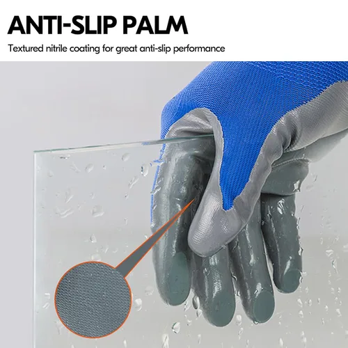 Miniatura 4 de Vgo... 10 pares de guantes de trabajo de seguridad, guantes de jardinería, revestimiento de nitrilo antideslizante, guantes de inmersión