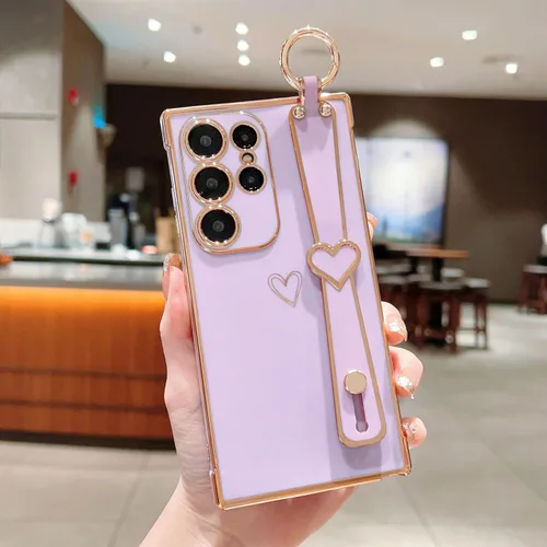 Miniatura 15 de ZTOFERA Funda diseñada para Samsung Galaxy S20 FE 5G, borde chapado de lujo, patrón de corazones de amor con pulsera y función atril, protección