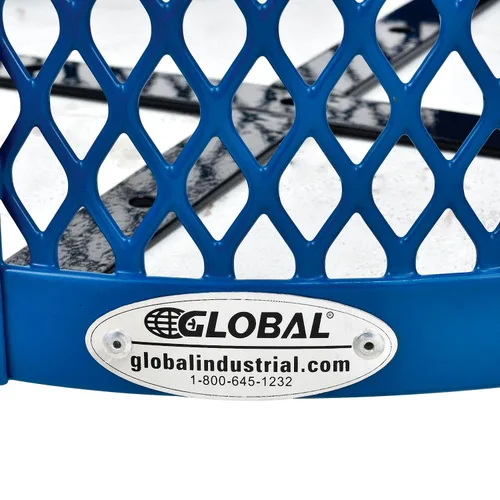 Miniatura 5 de Global Industrial Bote de basura de acero de diamante para exteriores con tapa de capó de lluvia y forro de plástico, capacidad de 36 galones, azul