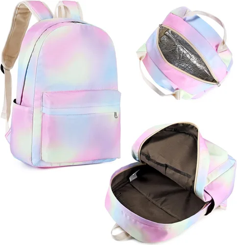 Miniatura 8 de Pawsky Mochila escolar para niñas, resistente al agua, mochila para laptop con bolsa de almuerzo y estuche para lápices