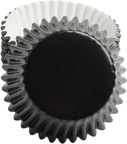 Miniatura 4 de Forros para cupcakes de papel de aluminio negro, 100 tazas de papel metálico para hornear para fiestas de cumpleaños, bodas o baby showers
