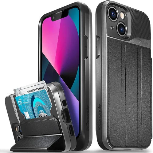 VENA Funda tipo cartera compatible con Apple iPhone 13 Mini (5.4 pulgadas), vCommute (protección contra caídas de grado militar), funda de cuero con