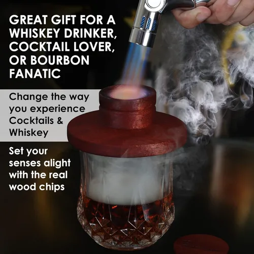 Miniatura 2 de KIT DE AFUMADO PARA WHISKY, CÓCTEL Y ESTILO ANTIGUO DE SMOKEOLOGIST CON ANTORCHA – incluye 8 sabores únicos de madera natural, lujosa caja de regalo