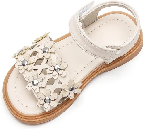 Miniatura 4 de Komfyea Sandalias planas de playa para niña, con puntera envolvente, con diseño de flores suaves