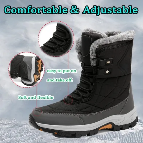 Miniatura 5 de Botas de nieve para mujer, botas de invierno para mujer, botas de nieve con forro de piel para mujer, botas de invierno antideslizantes para mujer