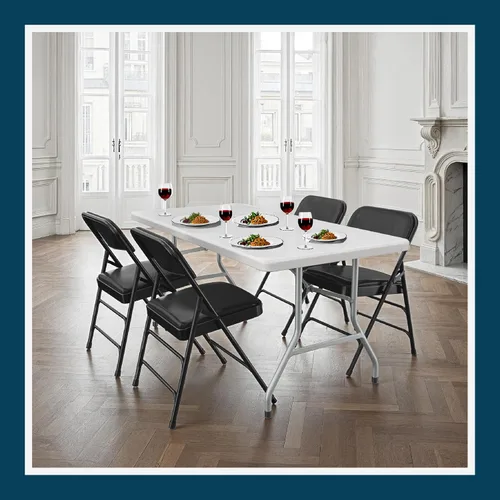 Miniatura 11 de OEF Furnishings OEF1300 Series - Sillas plegables acolchadas de vinilo de alta calidad con soporte de triple soporte, capacidad de 500 libras, Negro