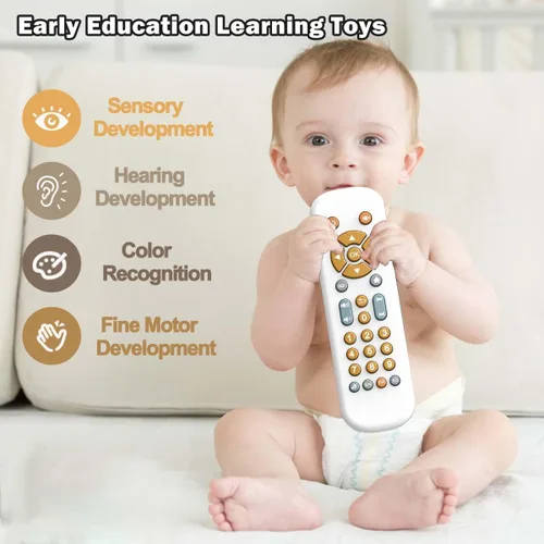 Miniatura 5 de Juguete de control remoto de TV para bebés con sonido y luz musical, juguete realista para niños pequeños, juguete de aprendizaje educativo temprano