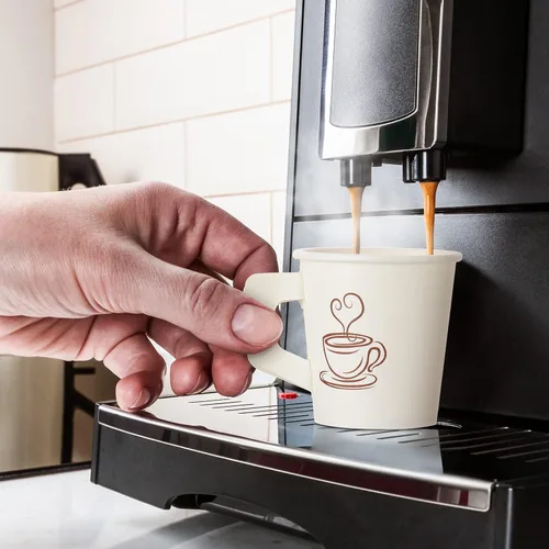 Miniatura 5 de Tessco for you 200 tazas de papel espresso desechables de 4 onzas a granel con asa, ideal para fiestas, bebidas frías y calientes, café, jugo