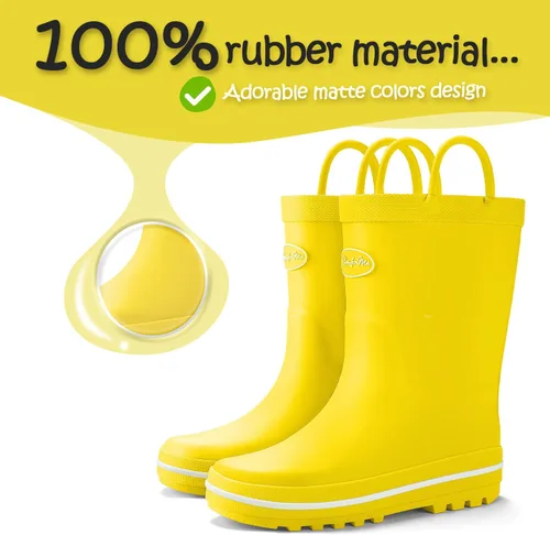 Miniatura 3 de KomForme - Botas de lluvia para niños, impermeables, de caucho mate, con presillas para poner con facilidad