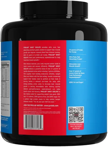 Miniatura 5 de Prolab Aislado de suero de leche de 5 libras, ultra puro, de absorción rápida, aislado con 0.81 onzas de proteína y BCAA, apoya el crecimiento