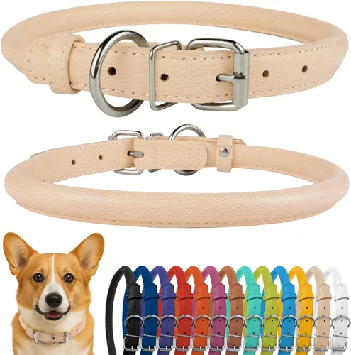 Miniatura 83 de CollarDirect Collar de perro con tachuelas, collares de cuero para mascotas para perros pequeños, medianos y grandes, acolchado suave, marrón, negro