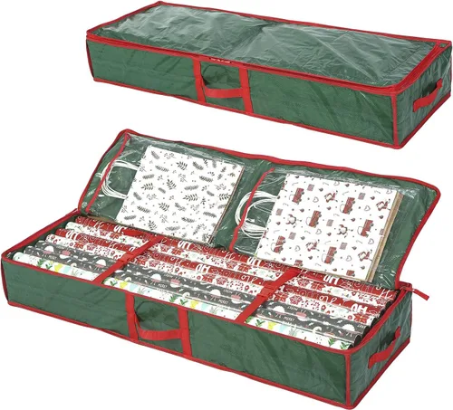 Sattiyrch Organizador de papel de regalo debajo de la cama, contenedor de almacenamiento de papel de regalo, capacidad para hasta 20 rollos, 41
