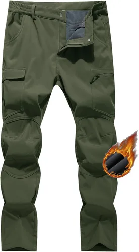 Miniatura 8 de LINLANG EN Pantalones de senderismo impermeables con forro polar para mujer, aislados, softshell, cálidos, para invierno y esquí