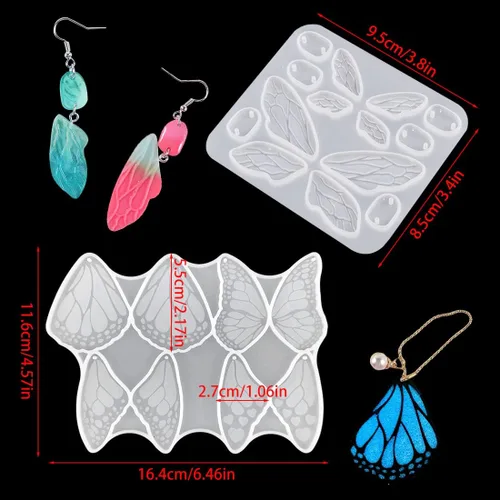 Miniatura 6 de 2 moldes de resina, alas de hada, moldes de silicona, alas de mariposas, joyería de silicona para fundición de resina epoxi para aretes