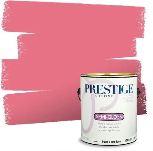 Miniatura 167 de Prestige Paints E100-T-SW6591 Pintura exterior e imprimación en uno, 1 galón, plano, combinación comparable de Sherwin Williams Amaryllis, 1 galón