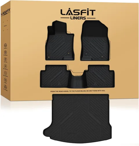 Miniatura 40 de LASFIT Tapetes para 1a y 2a fila de asientos de auto de elastómero termoplástico para todo tipo de clima, fáciles de limpiar, de ajuste