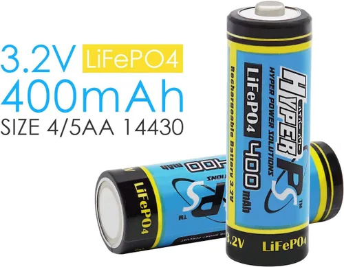 Miniatura 3 de (4-Pack) HyperPS 3.2V LiFePo4 14430 (14 x 43mm) 400mAh Rechargeable Battery for Solar Panel Light, Tooth Brush, Shaver, Flashlight