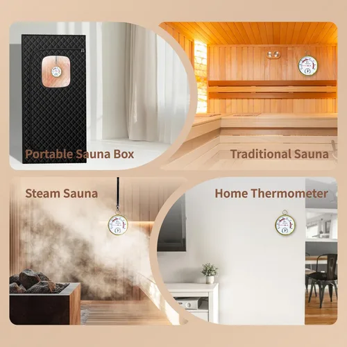 Miniatura 6 de Termómetro de sauna Fahrenheit e higrómetro, cordón mejorado montado para caja de sauna de vapor portátil, ideal