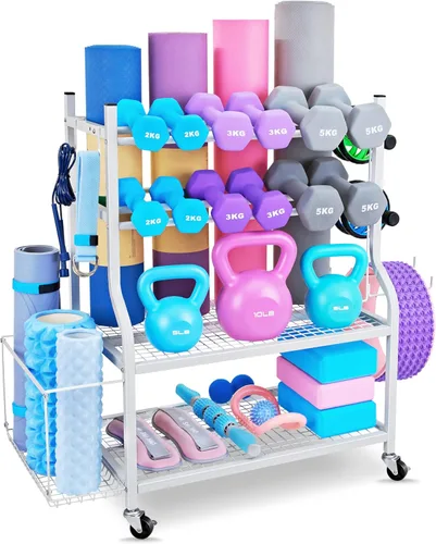 Miniatura 8 de Estante para mancuernas, estante de almacenamiento para esterilla de yoga, estante de peso para mancuernas, estante de almacenamiento de gimnasio