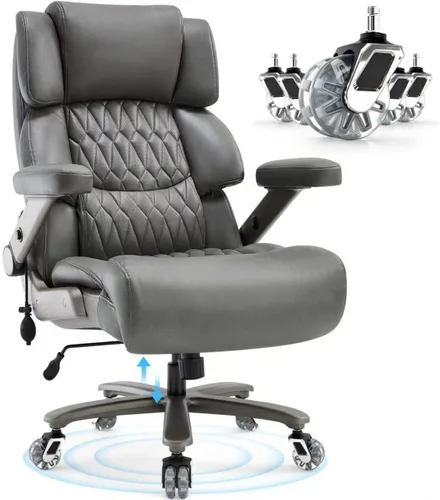 Miniatura 11 de Silla de oficina grande y alta 700lbs - Silla ejecutiva de escritorio de computadora grande con respaldo alto y brazos abatibles 3D, soporte lumbar