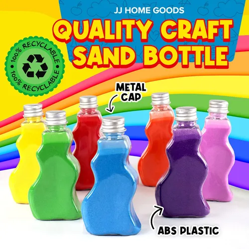 Miniatura 3 de JJ CARE Botellas de arena [12 botellas de arena en forma de onda + 6 embudos pequeños y 6 grandes] Kit de arte de arena para niños de 3 años más