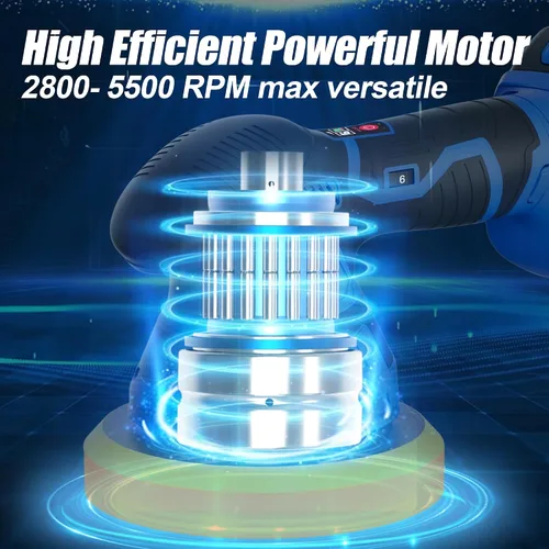 Miniatura 3 de Pulidora inalámbrica para automóvil, 2 baterías de 2 Ah 21 V, kit de cera de 6 pulgadas, 6 velocidades variables, 5500 RPM, 5 tipos de almohadillas