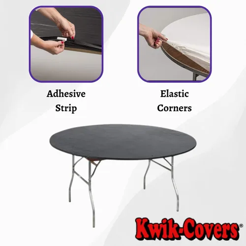 Miniatura 4 de Kwik-Covers Cubiertas redondas de plástico ajustables de 60 pulgadas, paquete de 5 (negro)