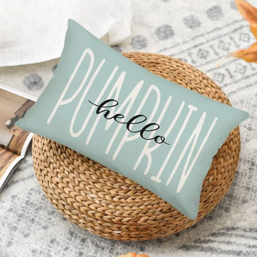 Miniatura 2 de Fukeen Hello Pumpkin - Fundas de almohada lumbar de 12 x 20 pulgadas con saludo de temporada, calabazas de otoño, decoración de granja, fundas