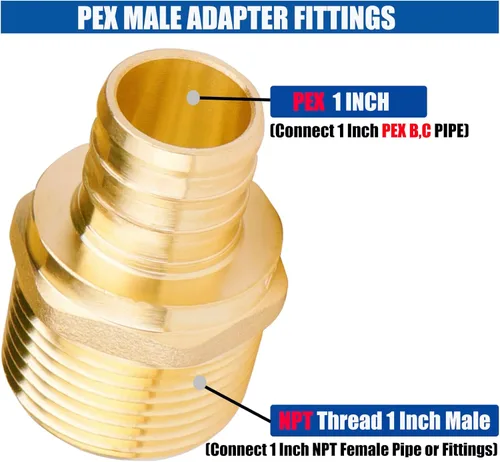 Miniatura 2 de WHK Paquete de 6 adaptadores PEX-B macho NPT (MNPT) de 1 pulgada x 1 pulgada